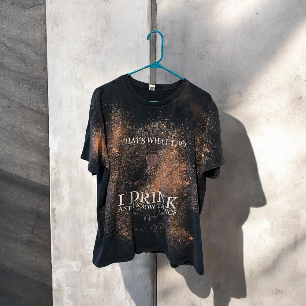 That’s What I Do I Drink Shirt Bleach Dyed Graphic Tee Black XL Grunge